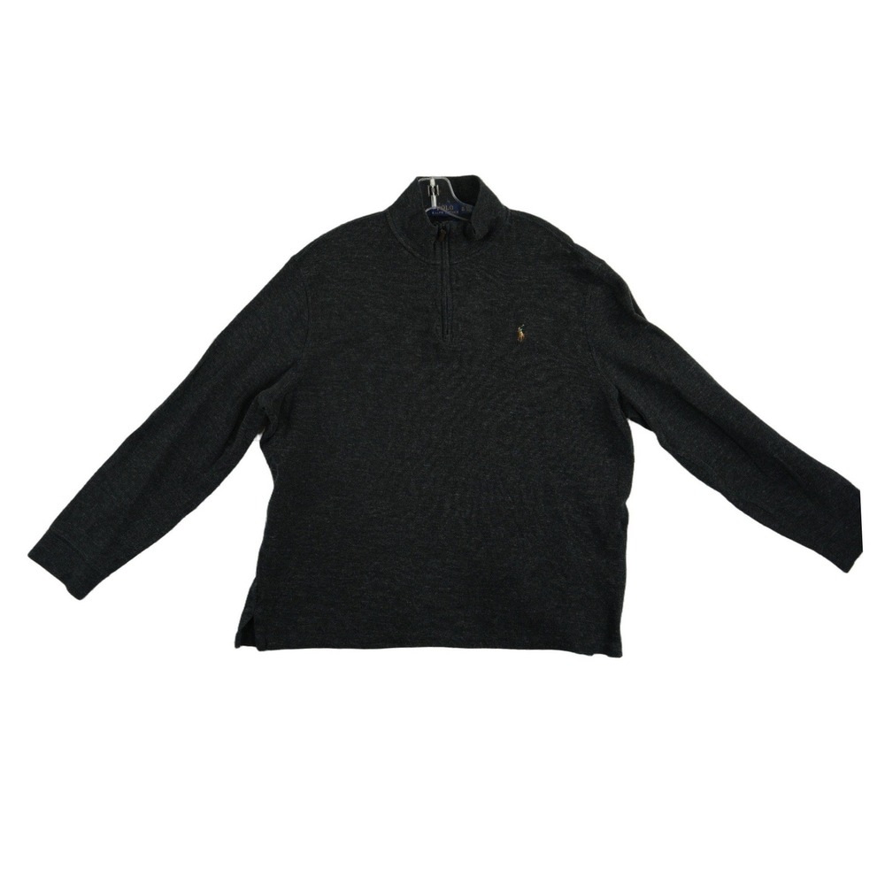 Polo Ralph Lauren Quarter Zip Sweater Top Mens Size XL Gray Cotton Estate Rib